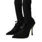 Black Stiletto Heels Mid Calf Boots Shoes