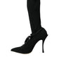 Black Stiletto Heels Mid Calf Boots Shoes