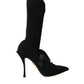 Black Stiletto Heels Mid Calf Boots Shoes