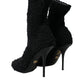 Black Stiletto Heels Mid Calf Boots Shoes