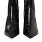 Black Eel Leather Logo Short Boots Shoes