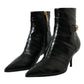 Black Eel Leather Logo Short Boots Shoes