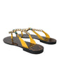 Mustard Crystal Calf Leather Beachwear Shoes