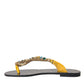 Mustard Crystal Calf Leather Beachwear Shoes