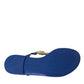 Blue Crystal Calf Leather Beachwear Shoes