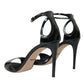 Black KEIRA Leather Heels Sandals Shoes