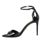 Black KEIRA Leather Heels Sandals Shoes