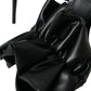 Black Leather Ankle Strap Heel Sandals Shoes