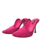 Fuchsia Suede Leather Mules Sandals Shoes