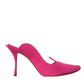 Fuchsia Suede Leather Mules Sandals Shoes