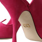 Fuchsia Suede Leather Mules Sandals Shoes