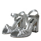 Silver Lambskin Leather Heels Sandals Shoes