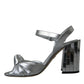 Silver Lambskin Leather Heels Sandals Shoes