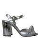 Silver Lambskin Leather Heels Sandals Shoes