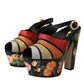 Multicolor Floral Crystal Platform Sandals Shoes