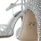 Silver Viscose Crystal Heels Sandals Shoes