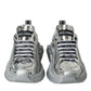 Silver Leather Super Queen Sneakers Shoes