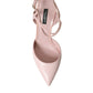 Pink Leather Ankle Strap Heels Pumps Shoes