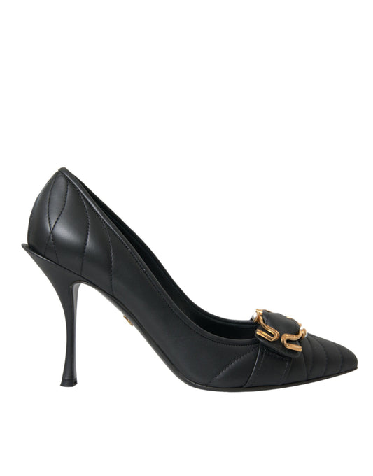 Black Devotion Leather Heels Pumps Shoes