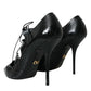 Black Python Leather Mary Jane Pumps Shoes