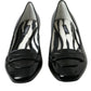 Black Patent Leather Block Heels Pumps Shoes