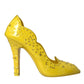 Yellow Crystal CINDERELLA Heels Pumps Shoes