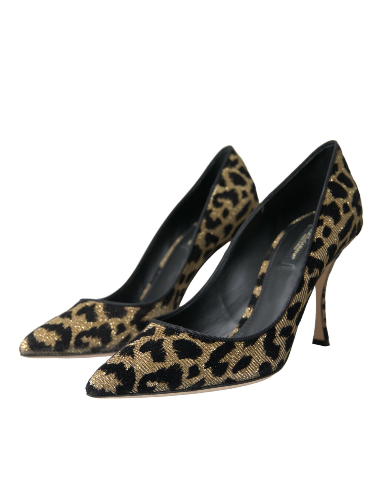 Black Gold Leopard Lurex Heels Pumps Shoes