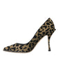 Black Gold Leopard Lurex Heels Pumps Shoes