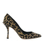 Black Gold Leopard Lurex Heels Pumps Shoes