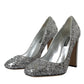 Silver Sequin Embellished Heels Pumps Shoes