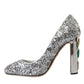 Silver Sequin Embellished Heels Pumps Shoes