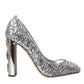 Silver Sequin Embellished Heels Pumps Shoes