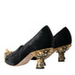 Black Velvet Embellished Heels Pumps Shoes