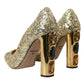 Gold Sequin Crystal Heels Pumps Shoes