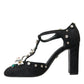 Black Lilies Crystal Heels Pumps Shoes