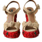 Red Roses Crystal Platform Sandals Shoes