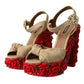 Red Roses Crystal Platform Sandals Shoes