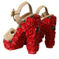 Red Roses Crystal Platform Sandals Shoes