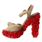 Red Roses Crystal Platform Sandals Shoes