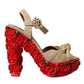 Red Roses Crystal Platform Sandals Shoes