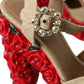 Red Roses Crystal Platform Sandals Shoes