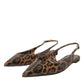 Brown Leopard Exotic Skin Slingback Shoes