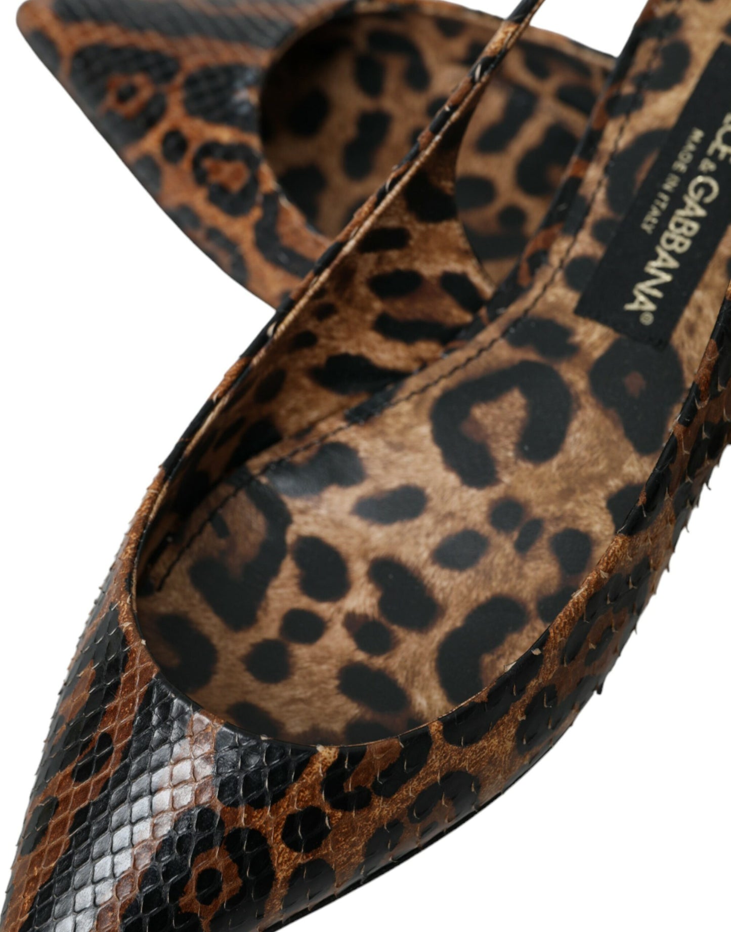 Brown Leopard Exotic Skin Slingback Shoes