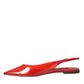 Red PVC Slingback Clear Flats Sandals Shoes