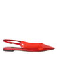 Red PVC Slingback Clear Flats Sandals Shoes