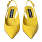 Yellow Leather Slingbacks Heels Shoes