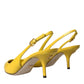 Yellow Leather Slingbacks Heels Shoes