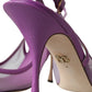 Purple Leather Mesh High Heels Slingback Shoes