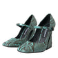 Aqua Python Leather Mary Jane Pumps Shoes