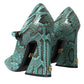 Aqua Python Leather Mary Jane Pumps Shoes